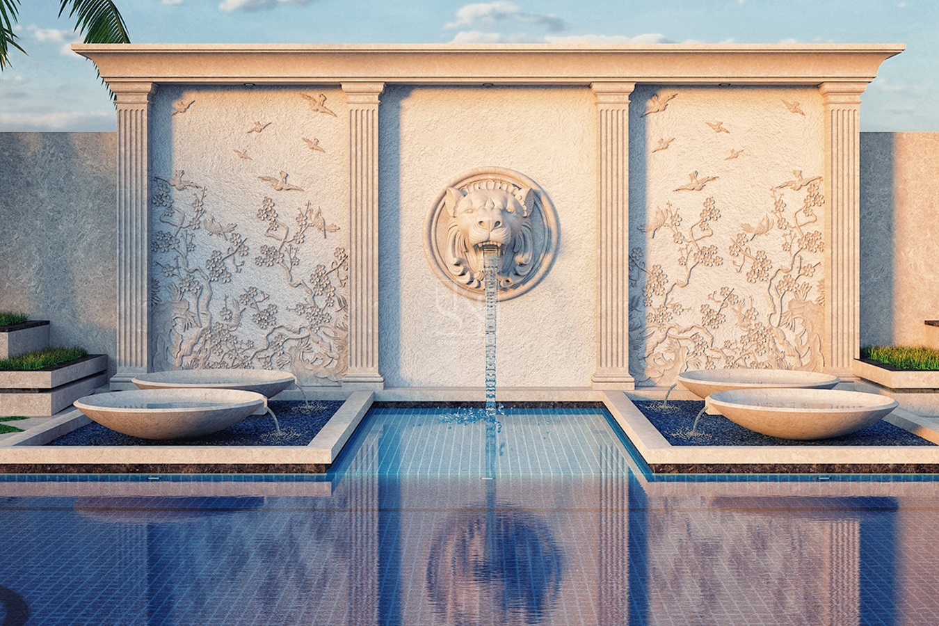 Lion Feature Wall Fountain 1