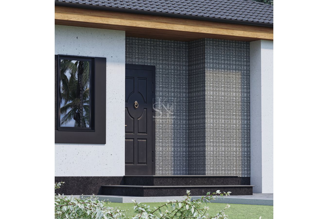 Linen Finish - Black Check Pattern