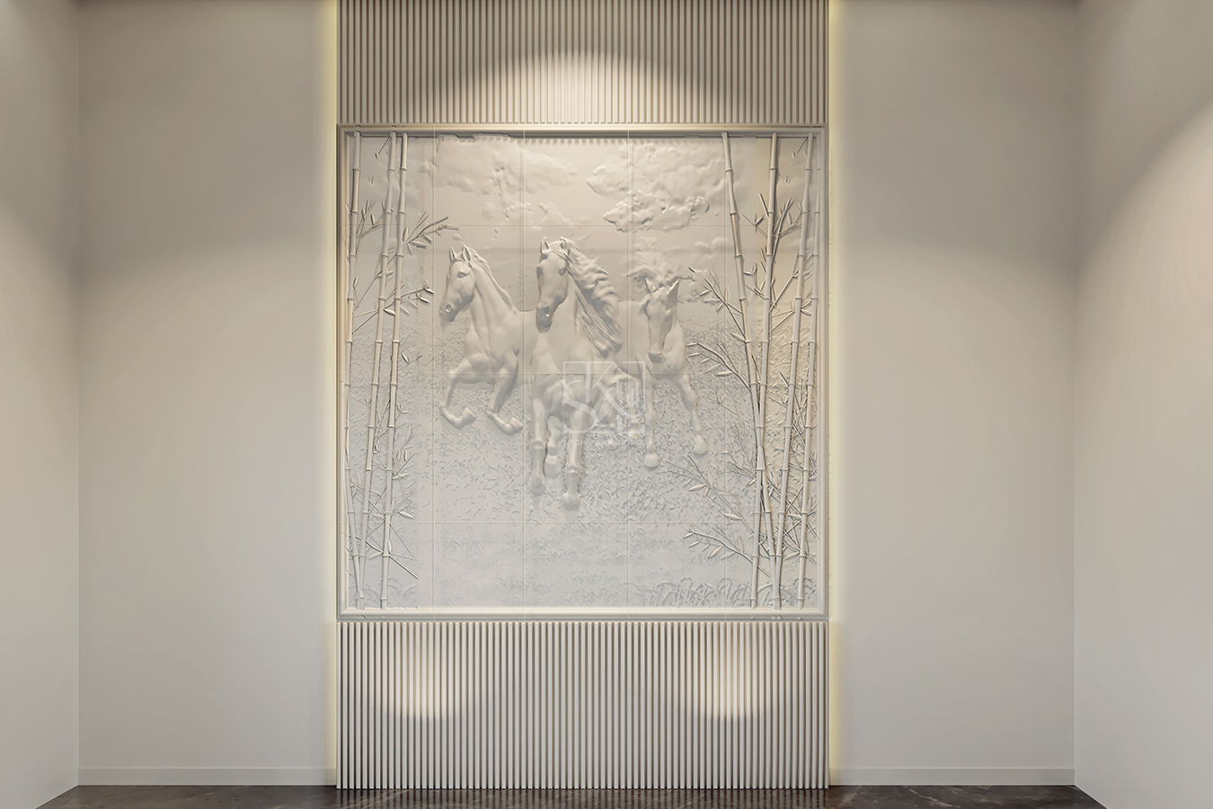 Horse-Bamboo Pattern Wall